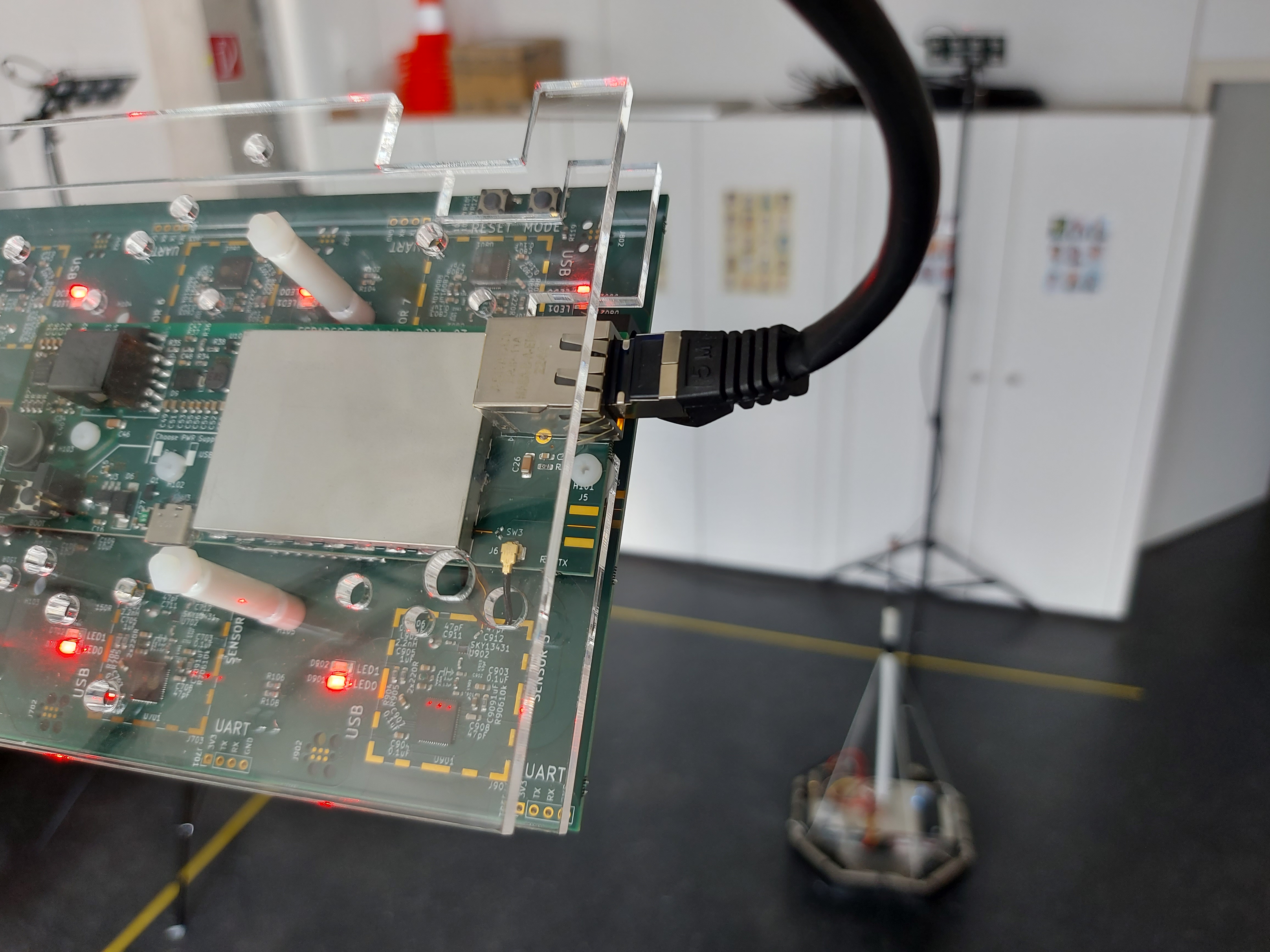 ESPARGOS antenna array and controller circuit boards.